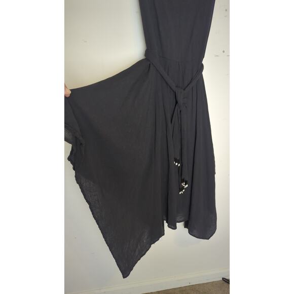 Fairy Grunge Handkerchief Midi Gauzy Whimsigoth Knit Dress Black Large - Picture 3 of 11